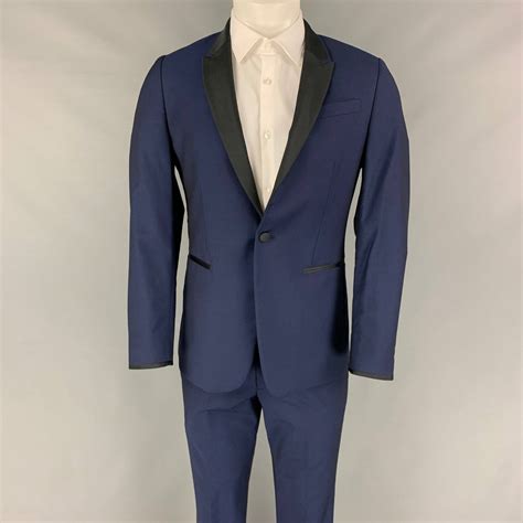 Blue/black Wool And Mohair Tuxedo 